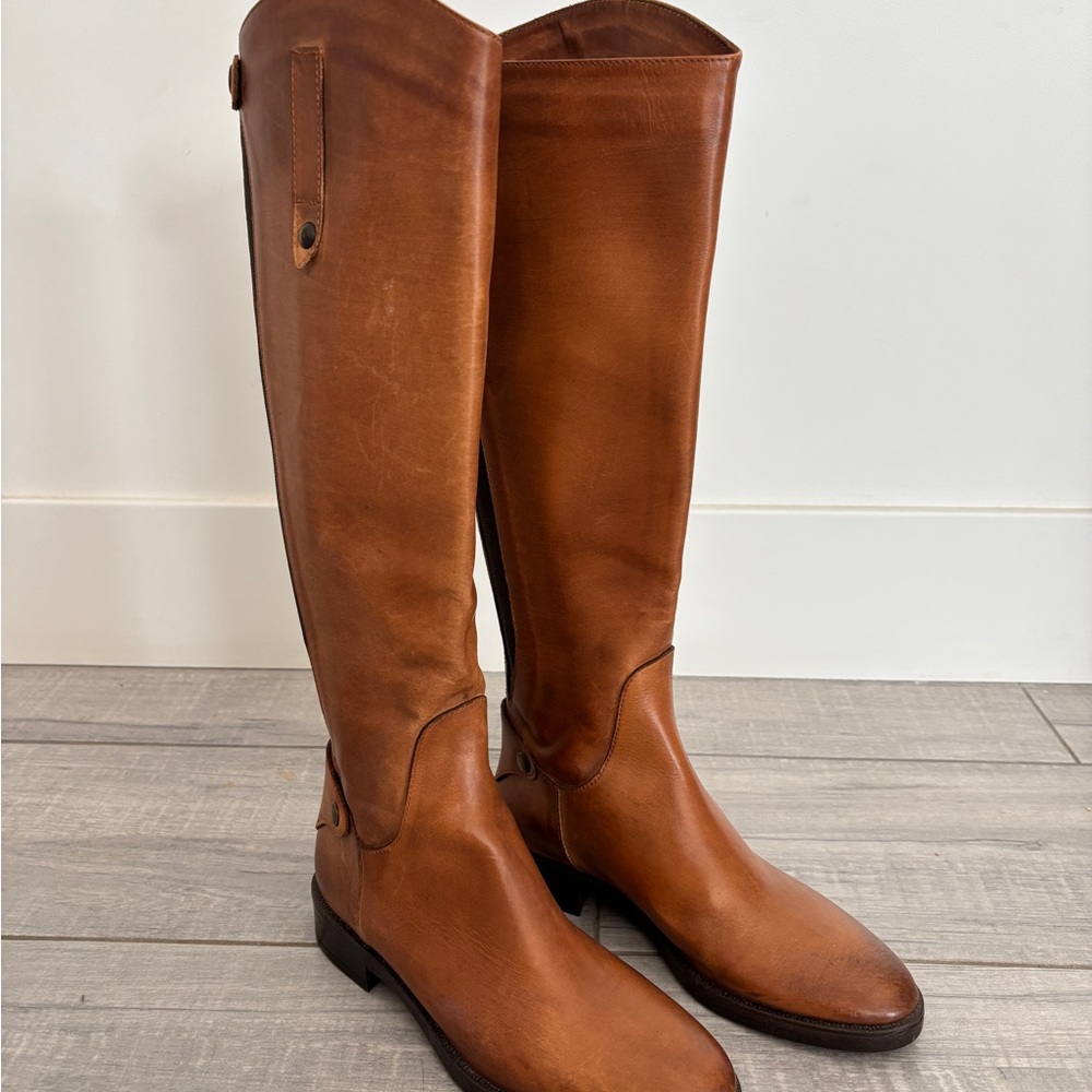 Emanuele Crasto Italian Leather Riding Boots Cognac Brown Size 37 Made in Italy